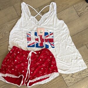 Curvy Couture White and Red Pajama Set